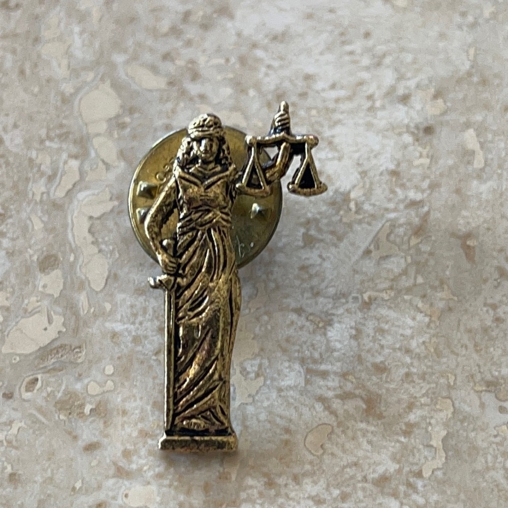 Vintage Judicial Legal Pin Libra justice balance integrity peach calm love